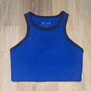 Wilo The Label Blue & Black High Neck Sports Bra - Size Small